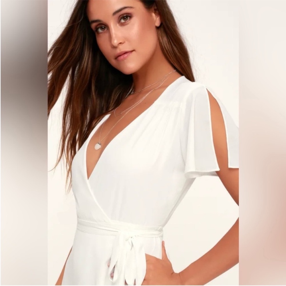 LULUS Elegant White Wrap Dress - Size XS - NWT - Picture 3 of 6